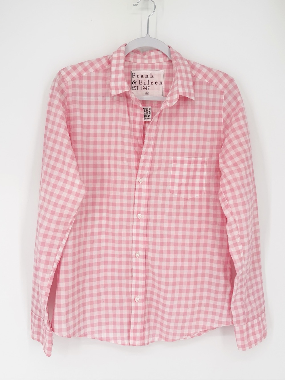 Frank & Eileen Barry Gingham Button-Down Pink Shirt Medium